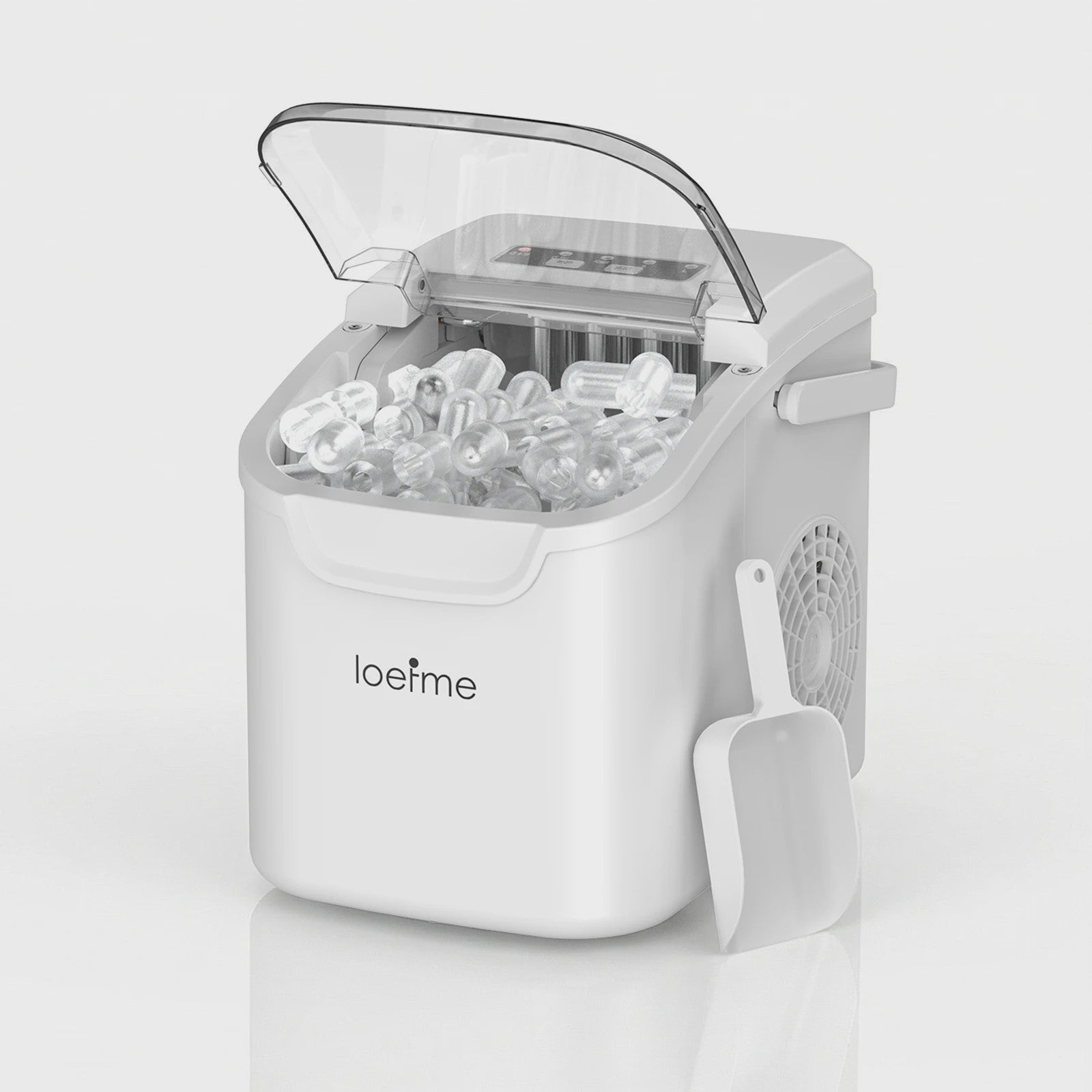 LOEFME Draagbare Mini Ijsmaker: Snel 12kg/24h IJs, 2 Maten, Desktop Model met Schep