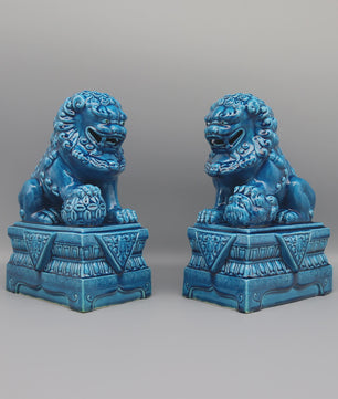 Set van 2 Chinese Foo Dogs Leeuwenbeelden - Keramiek - Woondecoratie