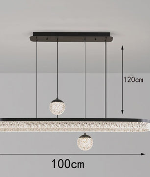 Moderne LED Plafondlamp Hanglamp Ovaal met Kristaldecoratie - Sfeervol Licht voor Woon- en Eetkamer