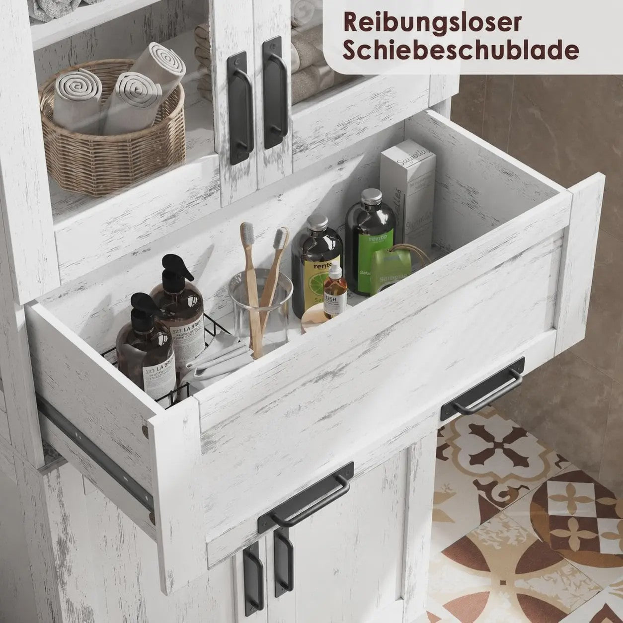 Hoge Kast met 4 Deuren, Lade en Glazen Deuren - 170 cm - Veel Opbergruimte