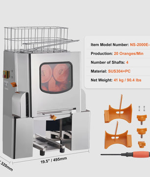 Professionele Automatische Sinaasappelpers - 120W RVS - 20 Sinaasappels/Minuut