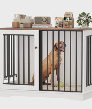 XXL Hondenbench 120cm Metaal & Hout - Stijlvolle en Ruime Hondenkooi voor Grote Honden