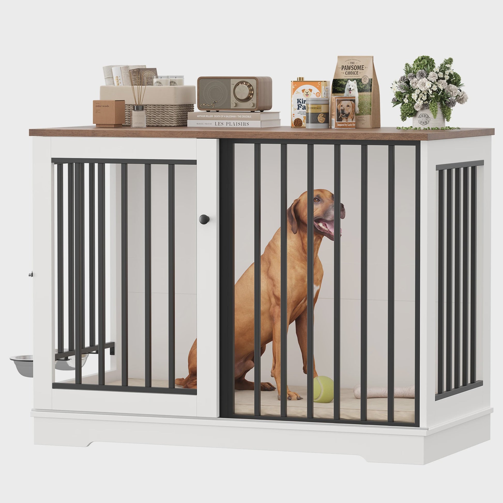 XXL Hondenbench 120cm Metaal & Hout - Stijlvolle en Ruime Hondenkooi voor Grote Honden