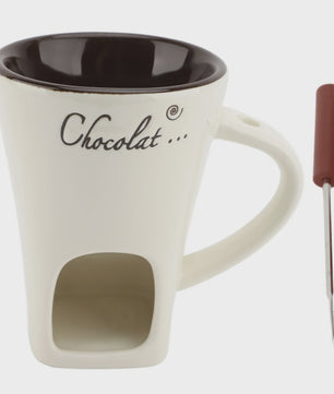 Chocolade Smeltmok met Vork - Keramische Fondue Beker voor Smelten en Warmer Houden