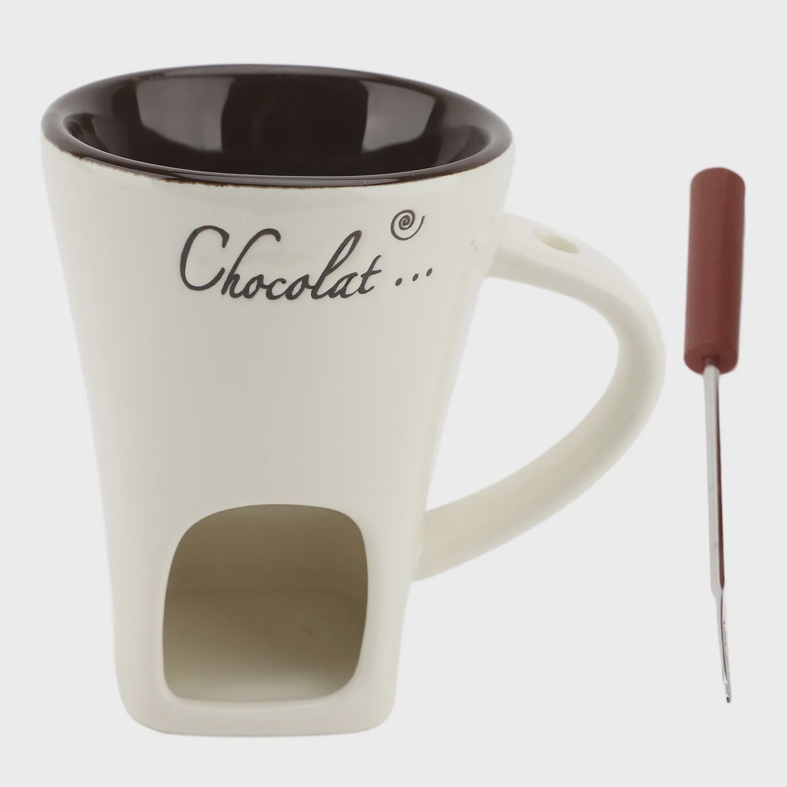Chocolade Smeltmok met Vork - Keramische Fondue Beker voor Smelten en Warmer Houden