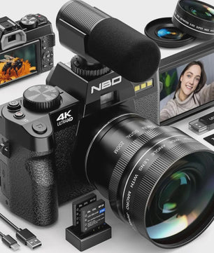 4K Digitale Camera 48MP met 16x Zoom, Draaibaar Scherm & Macro Lens voor Vlogging