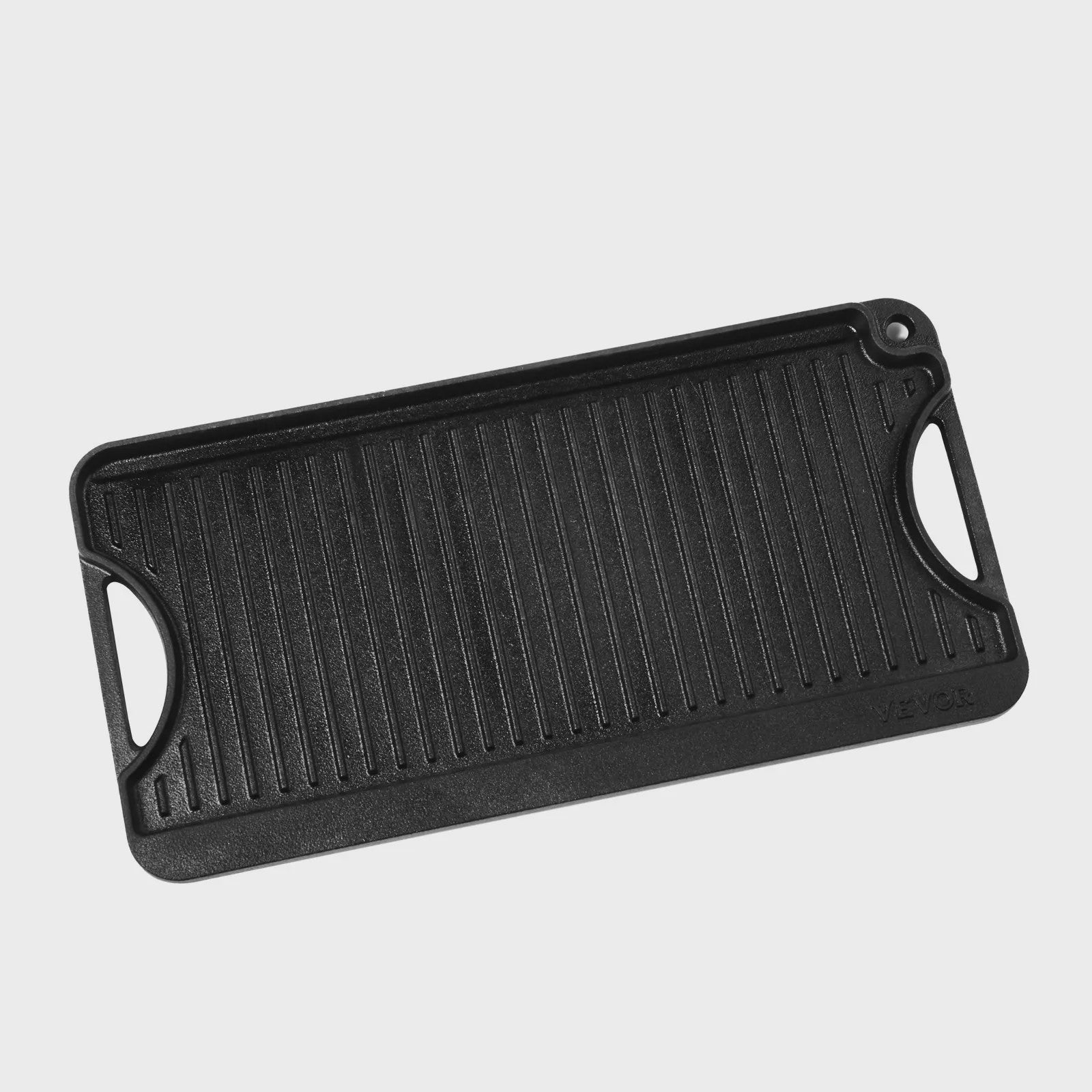 Omkeerbare Gietijzeren Grillplaat/Bakplaat 492x218mm - Draagbaar, Rechthoekig, Voor Binnen & Buiten Koken