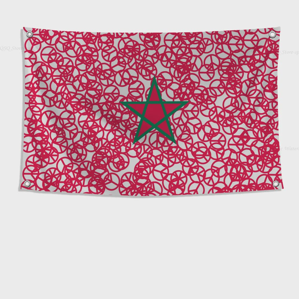 Marokkaanse Vlag - Polyester Decoratie met Ophangringen voor Binnen en Buiten
