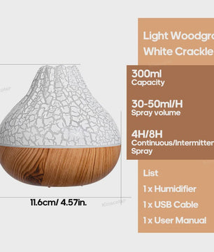 Volcano Luchtbevochtiger 300ml met Kleurrijk Nachtlampje - USB Desktop Vernevelaar