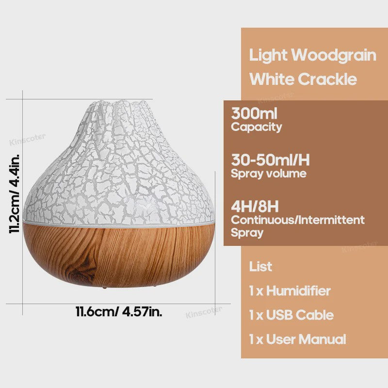 Volcano Luchtbevochtiger 300ml met Kleurrijk Nachtlampje - USB Desktop Vernevelaar