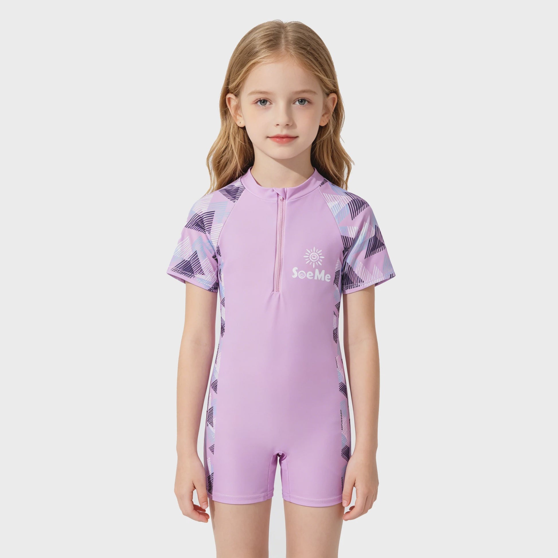 Schattig Roze Kinder Zwempak met Korte Mouwen - 1-delig Strand & Zwembad Outfit