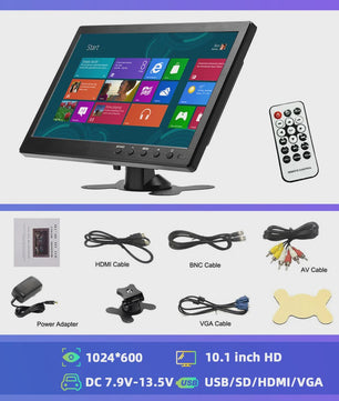 Podofo 10.1 Inch HD LCD Monitor: Veelzijdige Headrest Scherm met HDMI, VGA, USB & meer