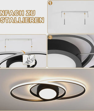 Moderne Zwarte LED Plafondlamp 48W Dimbare met Afstandsbediening & Kleurtemperatuur 3000K-6500K