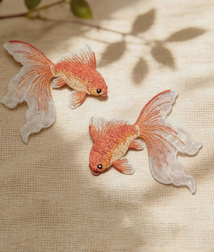 Set van 2 Goudvis Borduur Patches - Strijkapplicaties voor Kleding, Tassen & Hoeden - DIY Decoratie