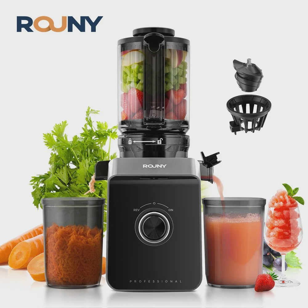 ROUNY Slow Juicer - Krachtige Cold Press Sapcentrifuge, Filter-Vrij & Makkelijk Reinigbaar