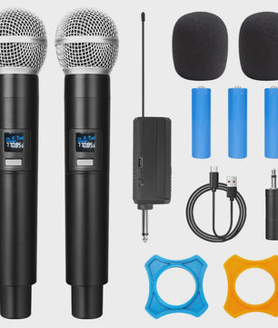 Draadloze UHF Microfoon Set (2 Kanaals) - Draagbaar & Oplaadbaar