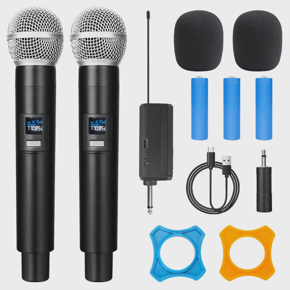 Draadloze UHF Microfoon Set (2 Kanaals) - Draagbaar & Oplaadbaar