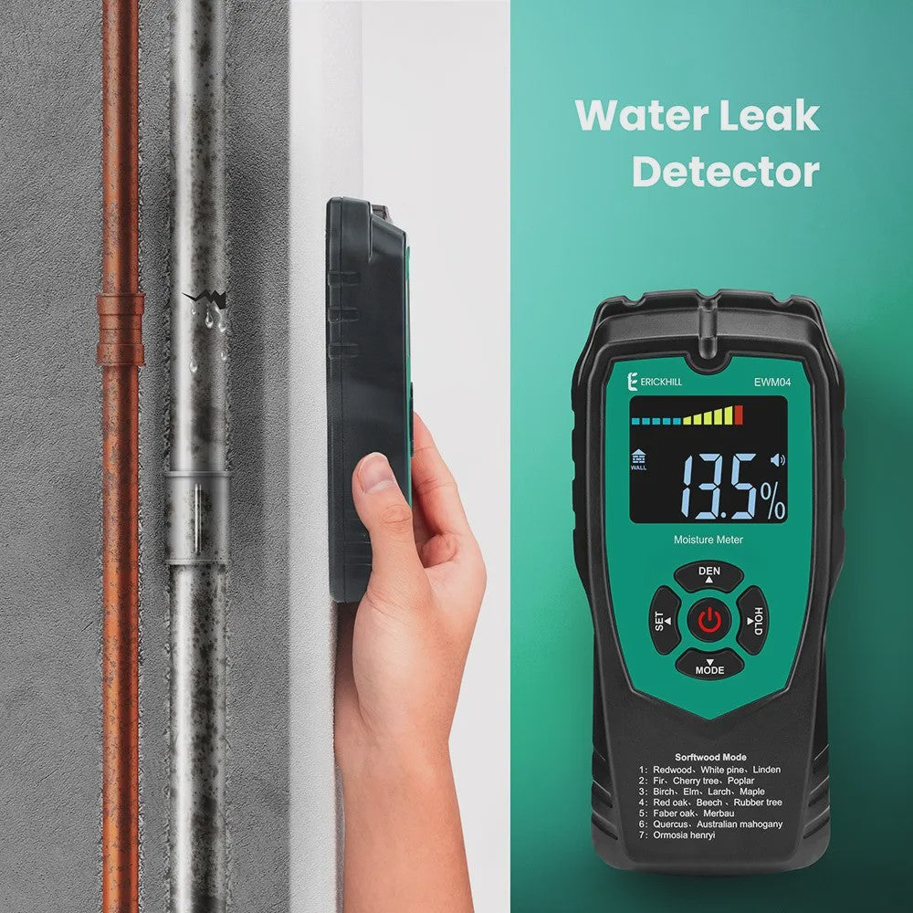 ERICKHILL EWM04 Vochtmeter Hout en Muur - Non-invasieve Digitale Vochtdetector met LCD