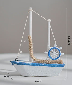 Houten Zeilboot Miniatuur - Mediterrane Stijl Nautische Decoratie