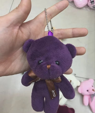 Set van 10 Mini Strikje Teddybeer Pluche Hangers - Kleurrijk en Zacht