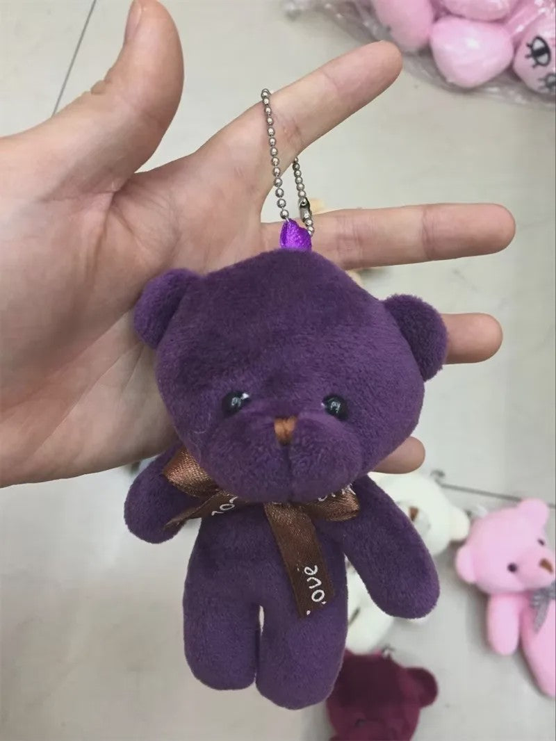 Set van 10 Mini Strikje Teddybeer Pluche Hangers - Kleurrijk en Zacht