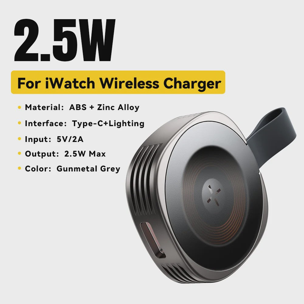 Essager Magnetische Draadloze Oplader voor Apple Watch - Draagbaar, Snel, USB-C & Lightning