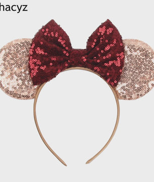 Chique Sequin Mickey Oortjes Diadeem met Strik - Feestelijk Haaraccessoire voor Kinderen & Dames