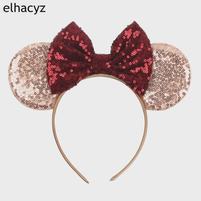 Chique Sequin Mickey Oortjes Diadeem met Strik - Feestelijk Haaraccessoire voor Kinderen & Dames