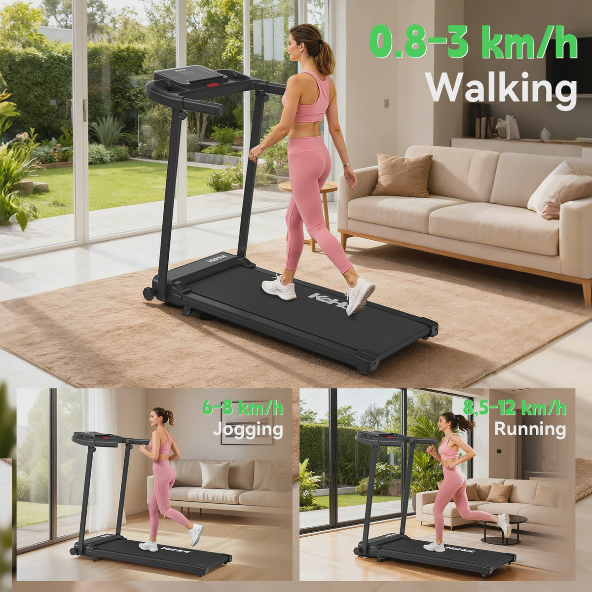 Opvouwbaar Loopband met APP Control, 2.0PK Motor, 8 Niveaus Incline & 12 Programma's - Compact Fitnessapparaat