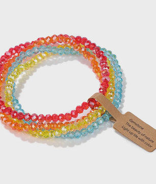 Set van 4 Kristallen Kralen Armbanden - Kleurrijk & Elegant