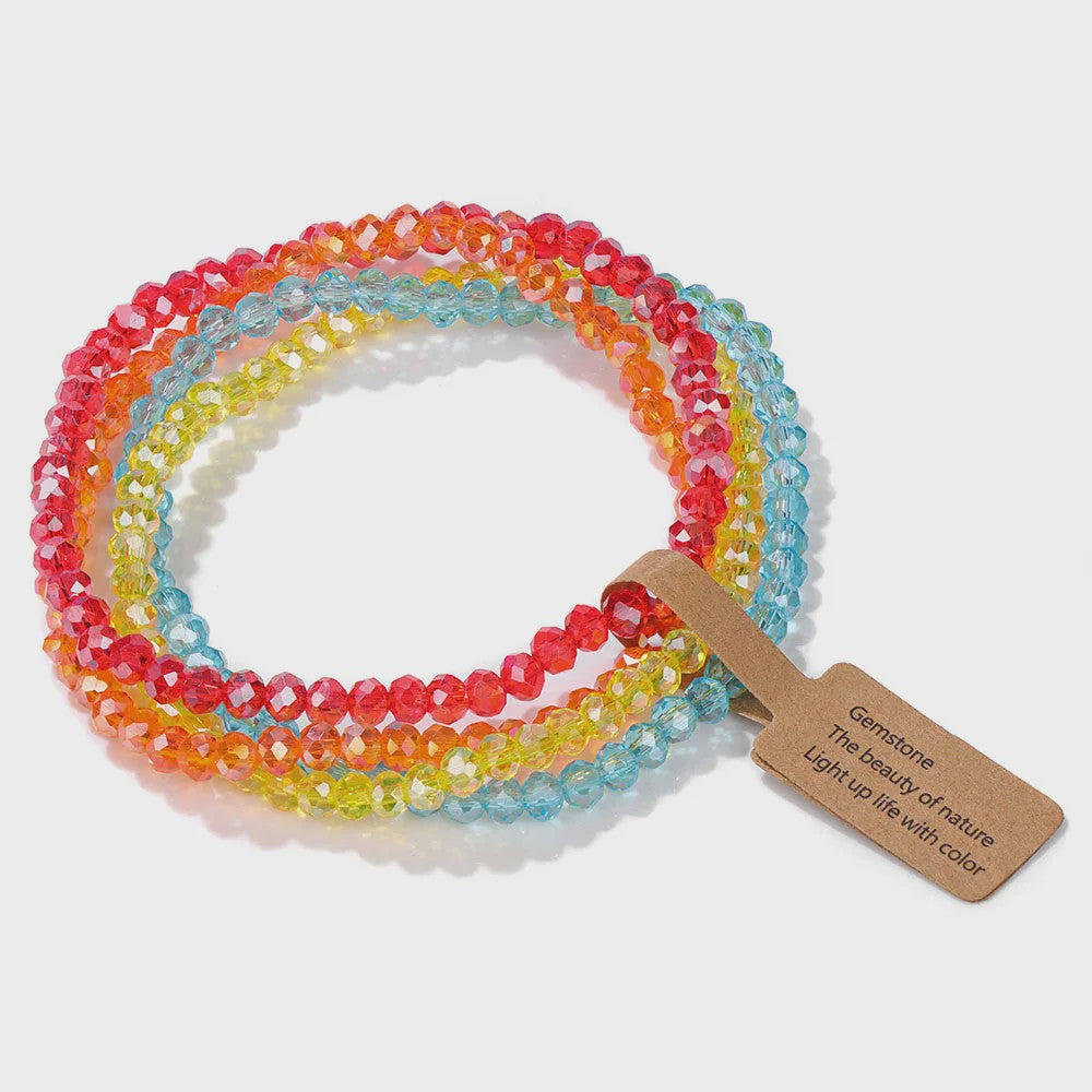 Set van 4 Kristallen Kralen Armbanden - Kleurrijk & Elegant