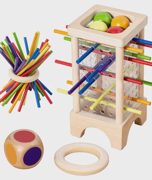 Montessori Houten Stokken Spel - Interactief Ouder-Kind Spel voor Fijne Motoriek en Kleurherkenning
