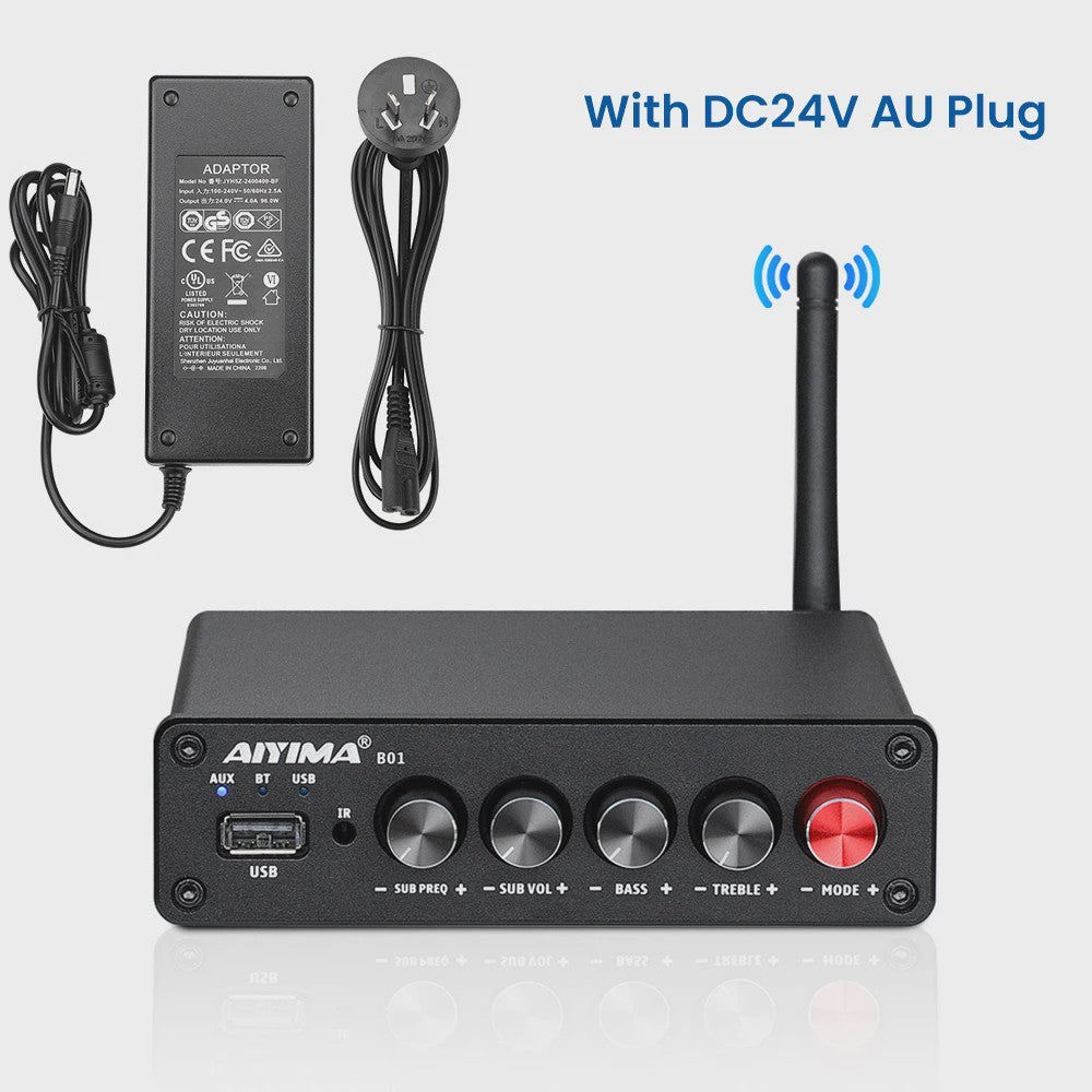 AIYIMA B01 2.1 Bluetooth Versterker TPA3116D2 - 100W HiFi Digitale Klasse D Audioversterker met Bass & Treble