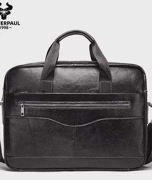 Luxe Leren Aktetas Heren - Draagbare Laptoptas & Schoudertas voor Kantoor en Reizen