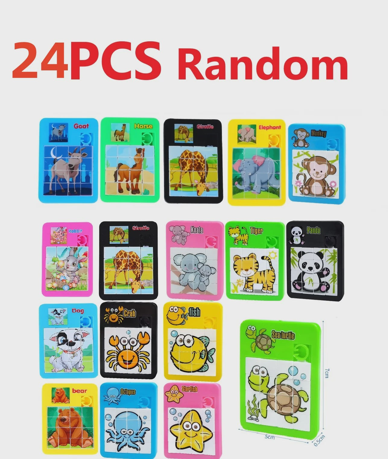 Set van 12/24 Mini Puzzels met Dieren - Educatief Speelgoed voor Kinderen
