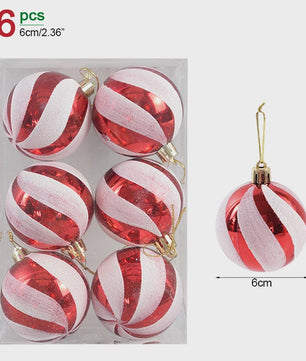 Set van 6 Kerstballen - 6cm Diameter - Decoratieve Kerstboom Hangers