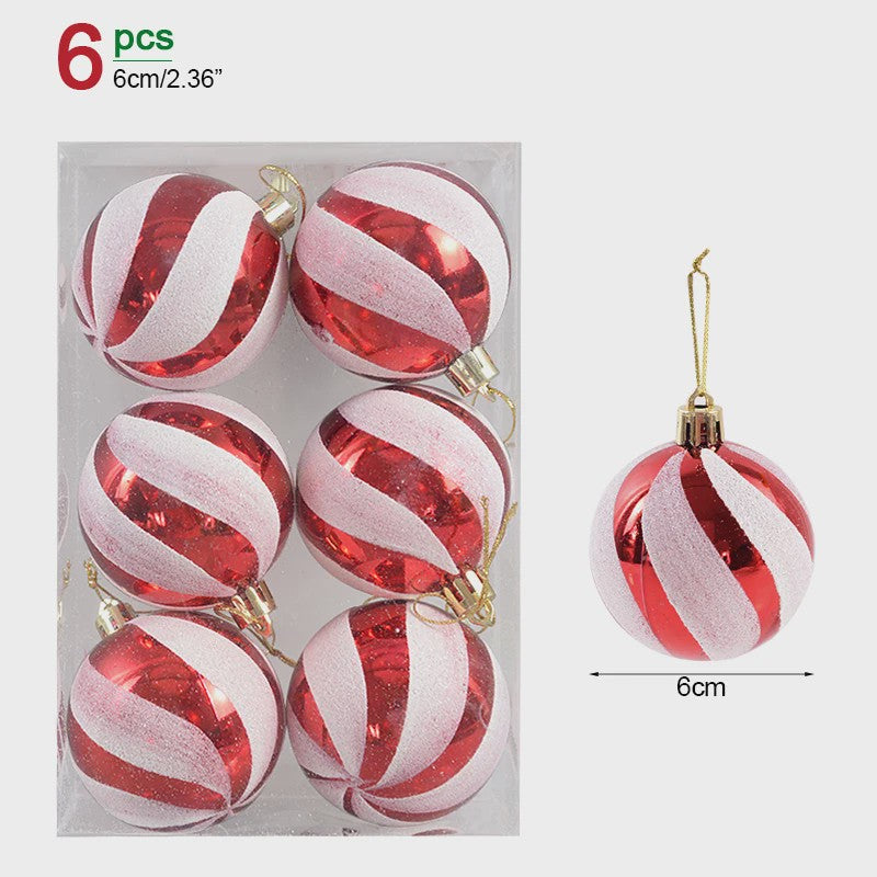 Set van 6 Kerstballen - 6cm Diameter - Decoratieve Kerstboom Hangers