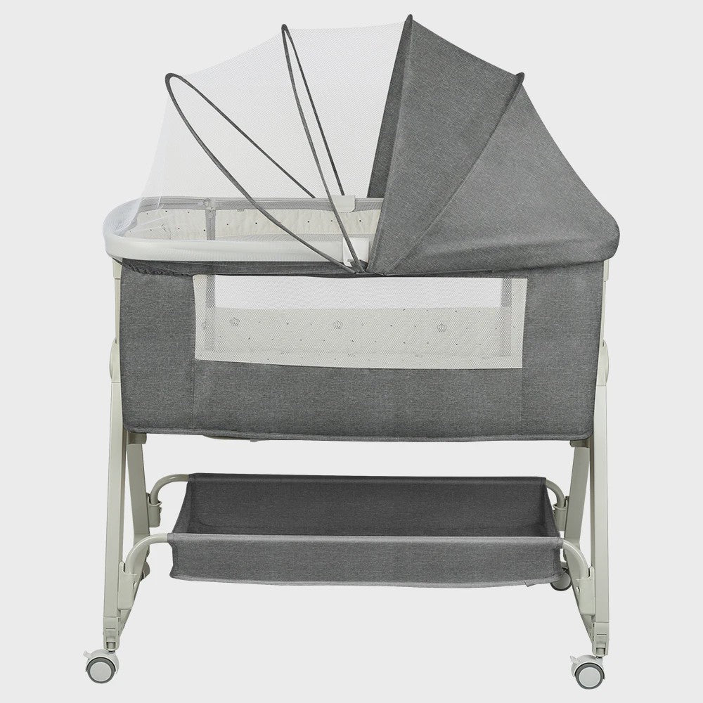 4-in-1 Baby Co-Sleeper Crib: Verstelbaar, Kantelbaar, Wielen met Rem, Matras, 0-24 Maanden