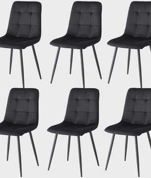 Set Eettafelstoelen (2/4/6 stuks) - Gestoffeerd Fluweel met Metalen Frame