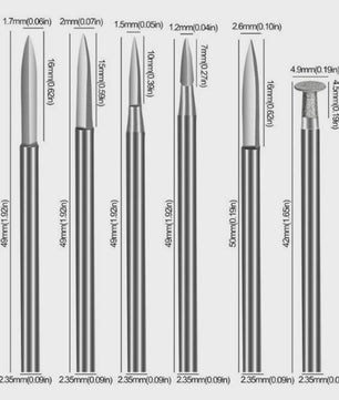 6-delige Houtsnij Boorbeitel Set voor Dremel - 2.35/3mm Schacht