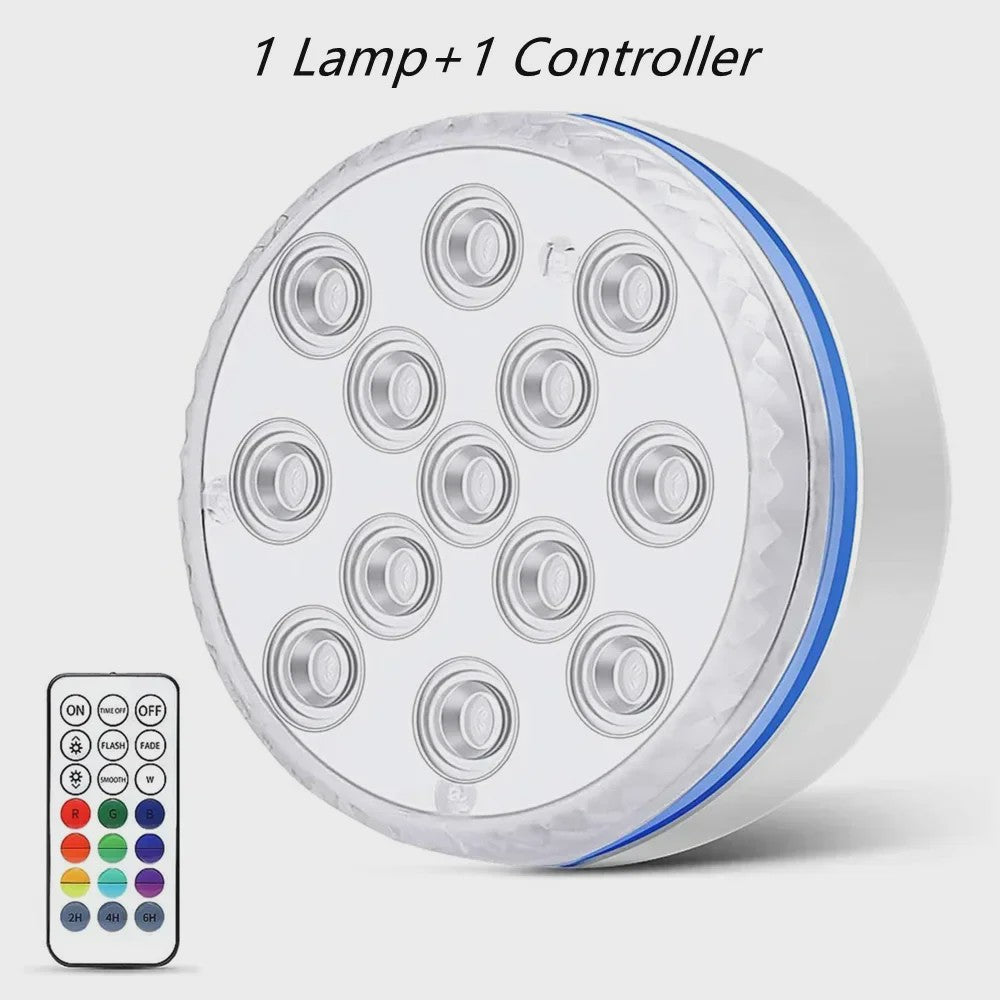 Waterdichte Onderwater LED Lamp met Afstandsbediening - 13 LEDs, RGB Kleuren, IP68