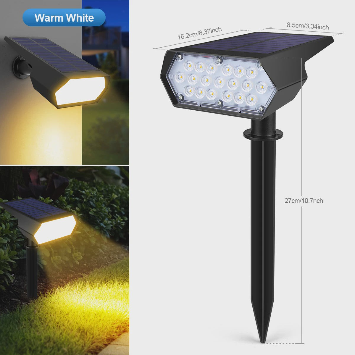 Waterdichte Solar LED Spotlight met Grondspies - Tuinverlichting