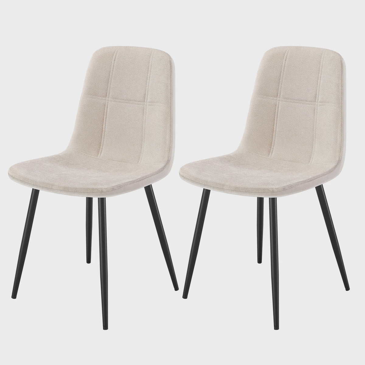 Set van 2 VASAGLE Eetkamerstoelen - Crèmekleurig Gestoffeerd met Metalen Poten