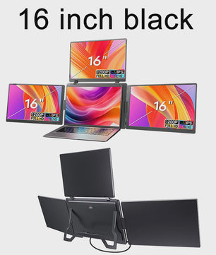 16-Inch Draagbare Triple Screen Monitor - FHD Uitbreiding voor Laptops met Eén Kabel