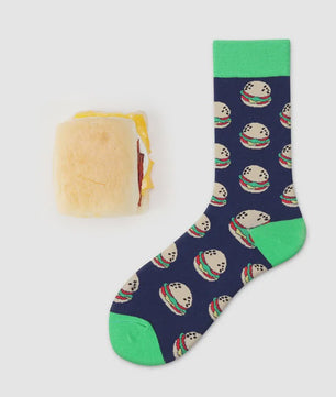 Grappige Heren Sokken met Food Prints: Avocado, Friet, Burger, Bier & Meer | Harajuku Stijl