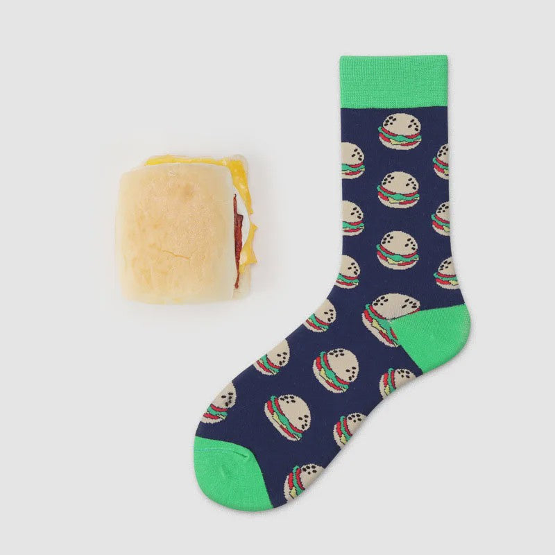 Grappige Heren Sokken met Food Prints: Avocado, Friet, Burger, Bier & Meer | Harajuku Stijl