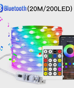 20M RGBIC LED Snoer Verlichting met Bluetooth & Muziekfunctie - Droomkleuren, App Bediening