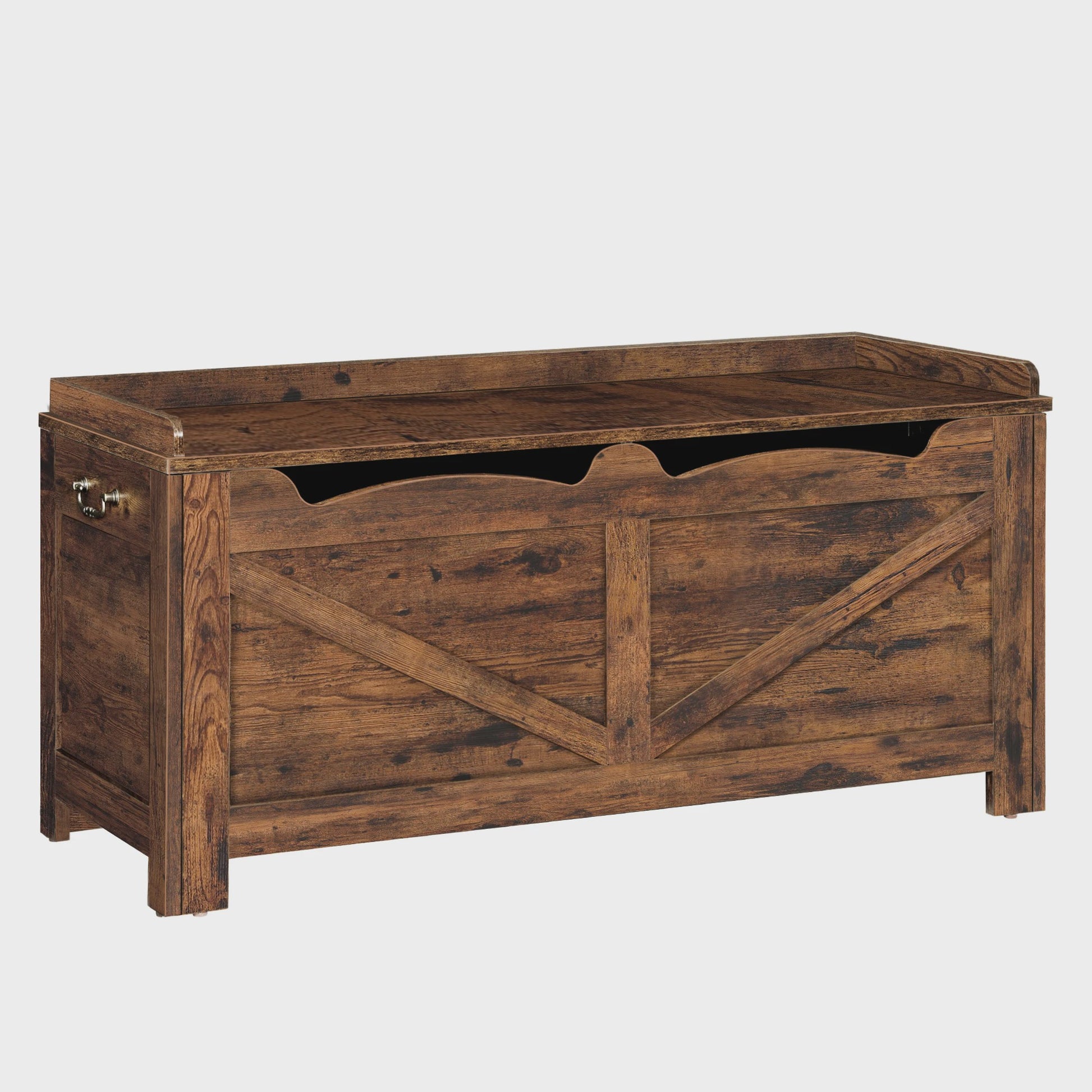 Robuuste Houten Opbergkist met Lift-Top - Landelijk Bruin