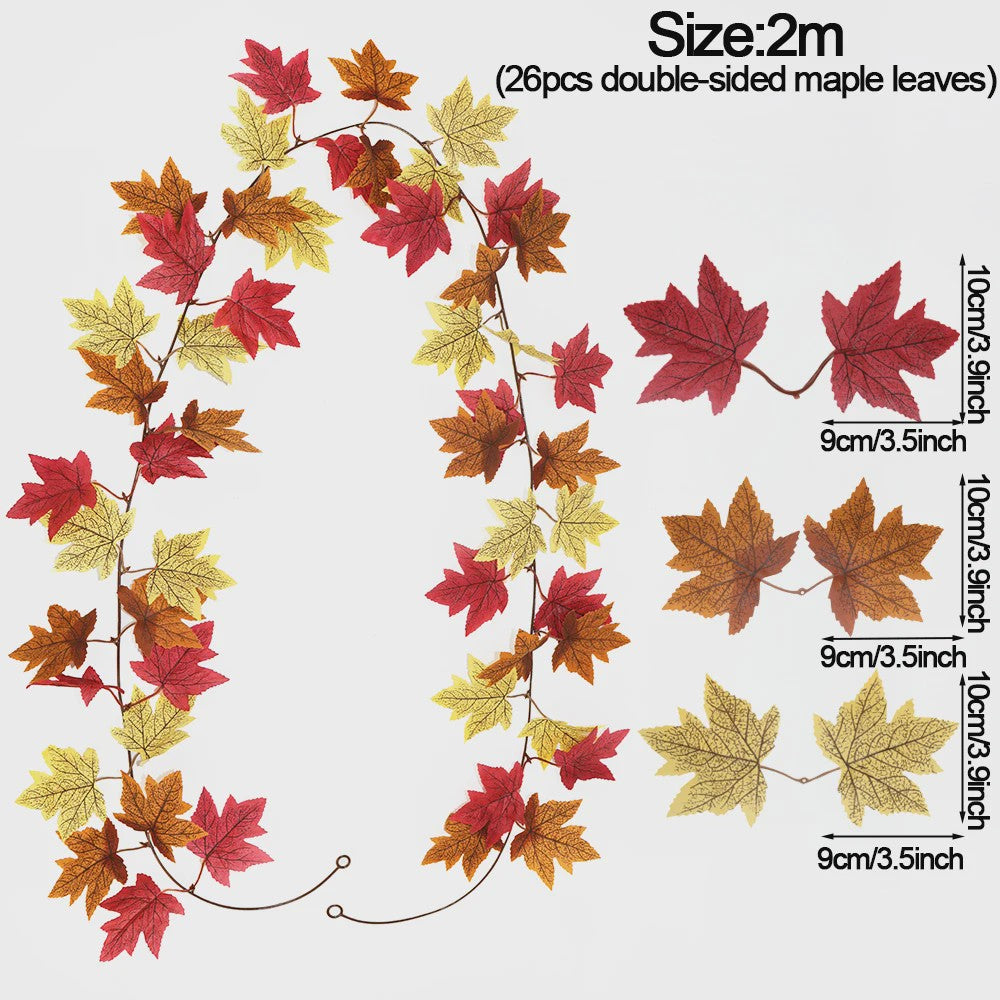 Herfst Slinger met Maple Bladeren - Kunstblad Slinger voor Thanksgiving, Halloween & Feestdecoratie
