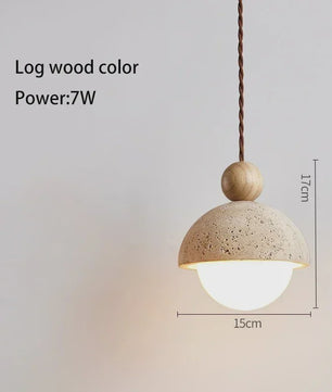Natuurstenen Hanglamp Geel Travertin - Sfeervolle Verlichting voor Woonkamer, Slaapkamer & Restaurant